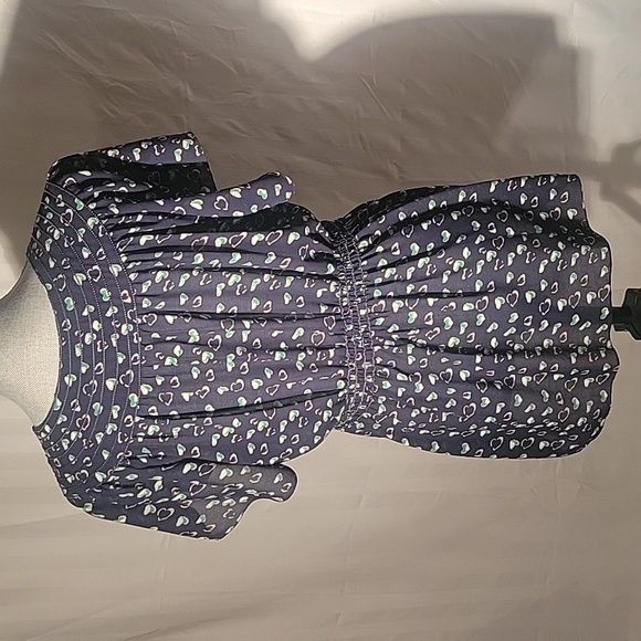 Studio M, Woman's Navy Blue & Green V-Neck, Tie Front Blouse, Size: XL - Picture 4 of 9